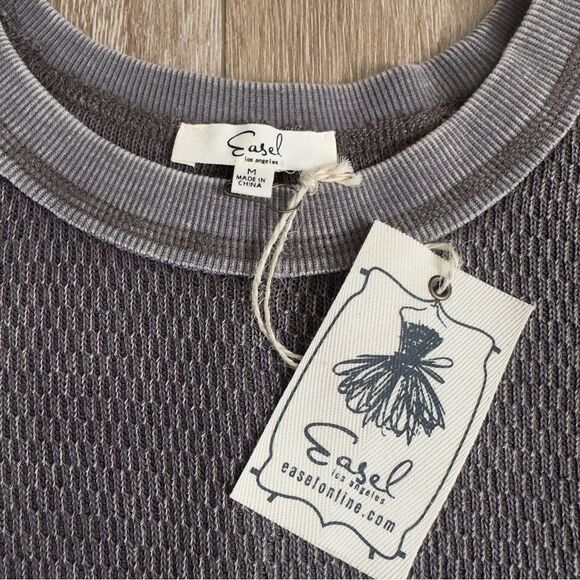 NWT Easel Mineral Washed Relaxed Knit Top Size Medium - Picture 6 of 10